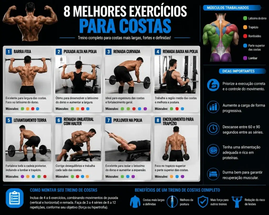 8 melhores exercícios para costas para ganhar massa muscular e desenvolver o latíssimo do dorso