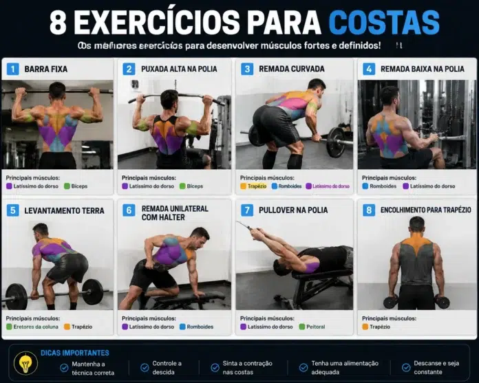 exercicios-para-costas 8 exercícios para costas para ganhar massa muscular e desenvolver o latíssimo do dorso"